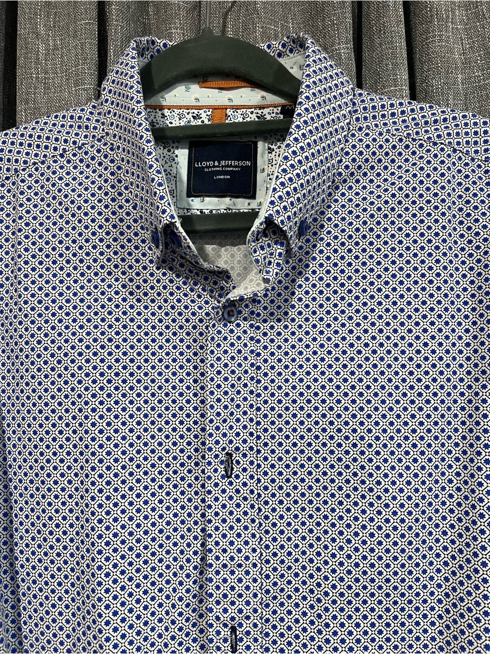 Lloyd & Jefferson London Men’s Blue Geometric Print Shirt Medium